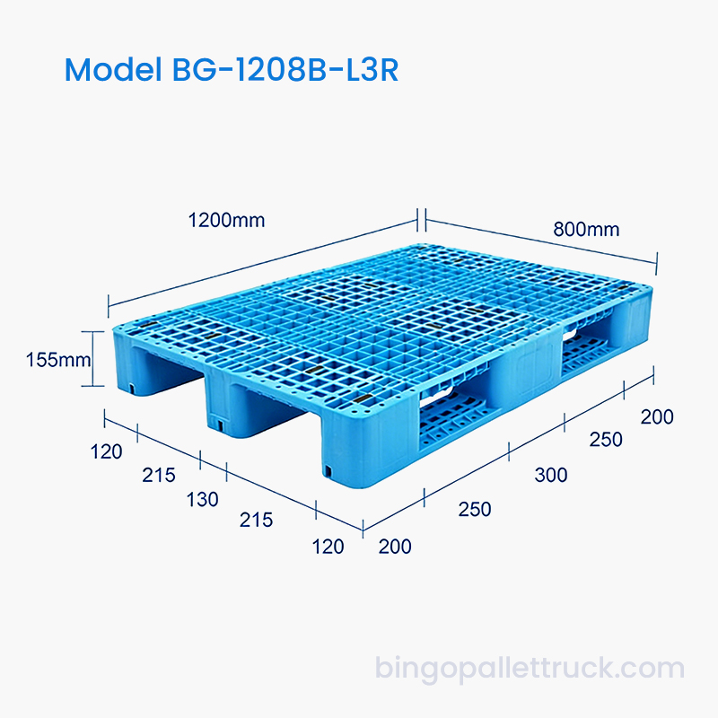 Erittäin luja 1200x800mm 3-runkoinen muovilava pitkällä käyttöiällä