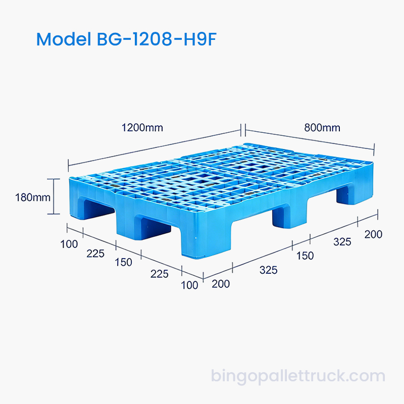 1200x800mm Heavy Duty 9-jalkainen HDPE-muovilava logistiikkaan