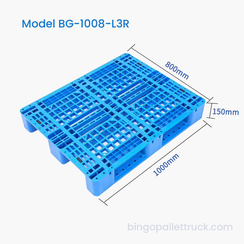 1000×800mm 3-runkoinen HDPE-muovilava varastohyllyyn