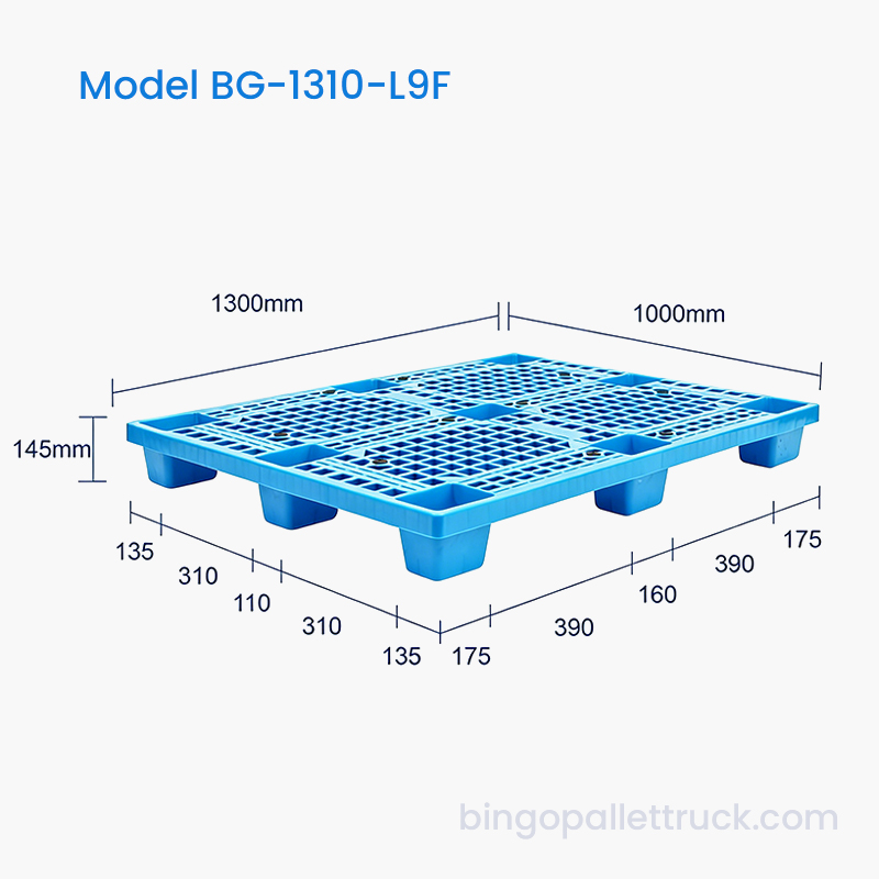 Erittäin luja 1300x1000mm 9-jalkainen kevyt muovilava logistiikkakäyttöön