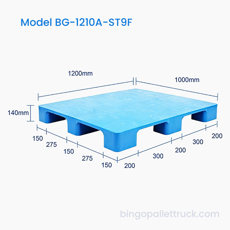 Kestävä 1 200 x 1 000 mm:n 9-jalkainen muovilava toistuvaan kuljetuskäyttöön