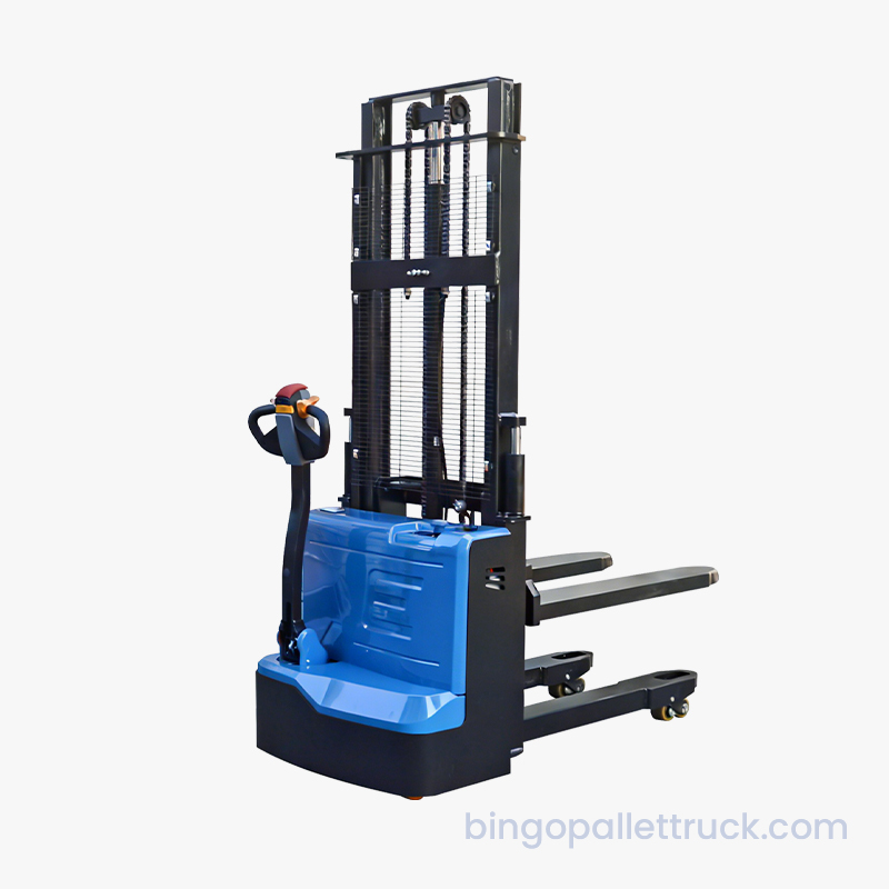 1500kg Double Lift Electric Walkie Lavan pinoaja vakaaseen lavojen pinoamiseen